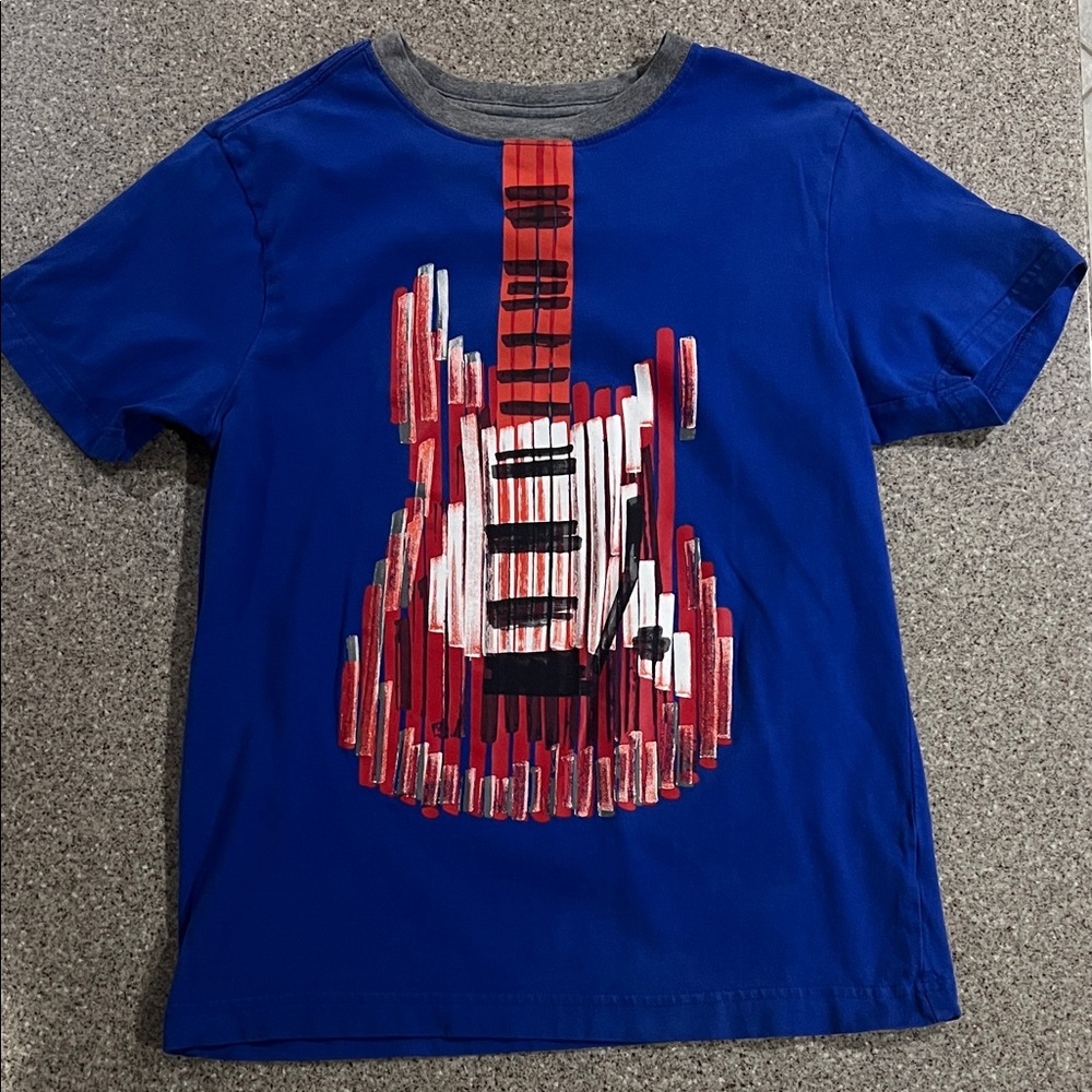 Gymboree Blue and Red Guitar Graphic Tee
